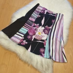VTG- Chacok Floral & Striped  A line Midi Ski…
